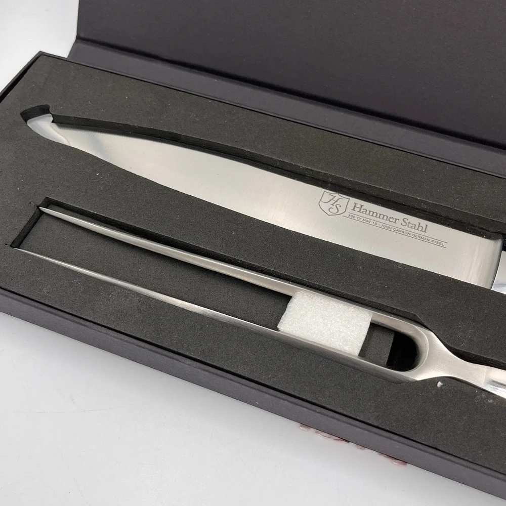 Hammer Stahl Carving Knife & Fork Gift Set Stainless Steel In Original Box NEW